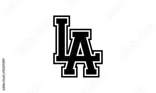 LA Classic Vintage Retro Intertwined Merged Letters Outline Text Vector Illustration Design