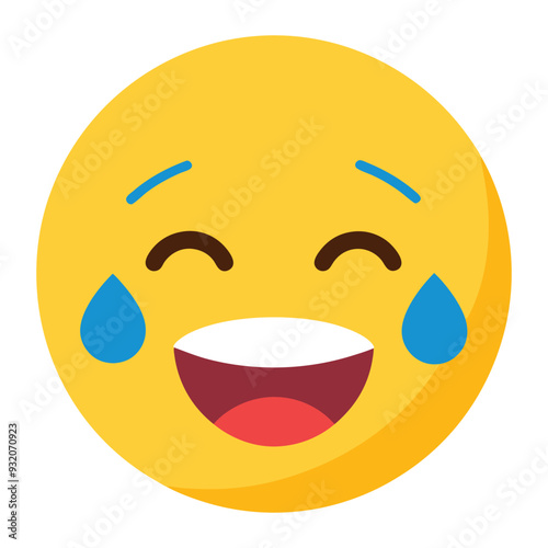 Face with tears of joy emoji vector art illustration icon logo