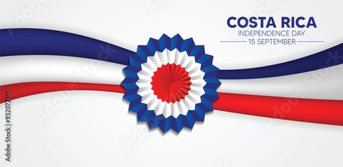 costa rica independence day 15 September flag ribbon vector poster