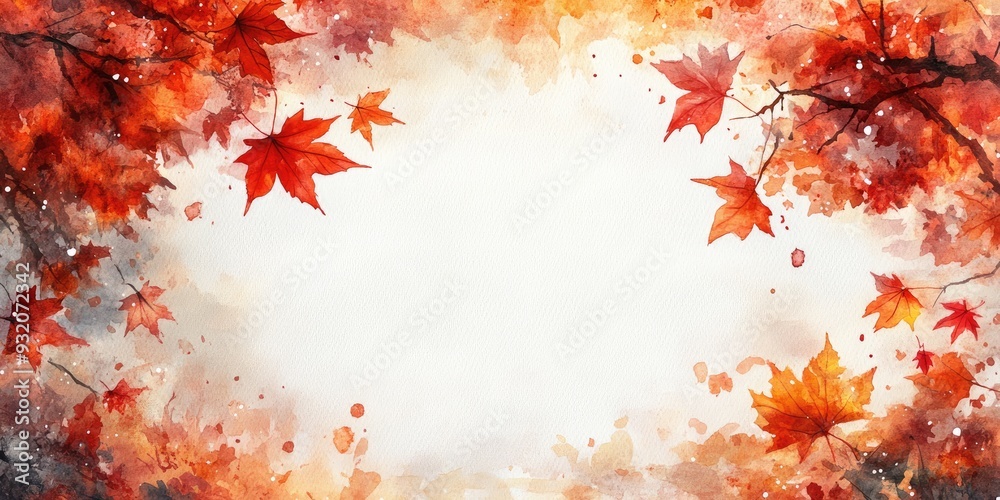 Watercolor Painting of Autumn Leaves with White Background Watercolor Painting of Autumn Leaves with White Background
