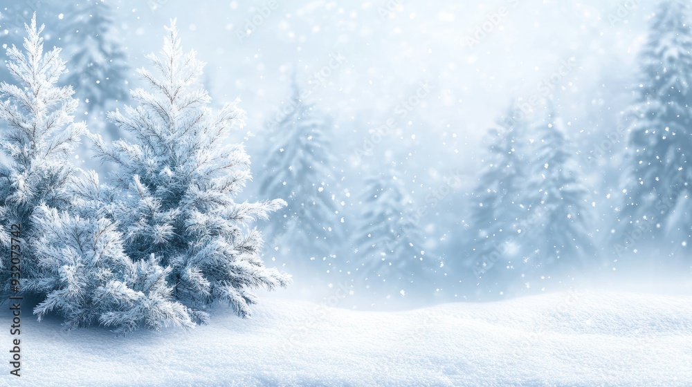 Winter christmas background with snow tree and lots of copy space Winter christmas background with snow tree and lots of copy space