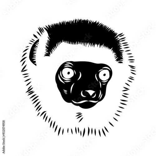 Verreaux's sifaka - vector illustration sketch hand drawn with black lines