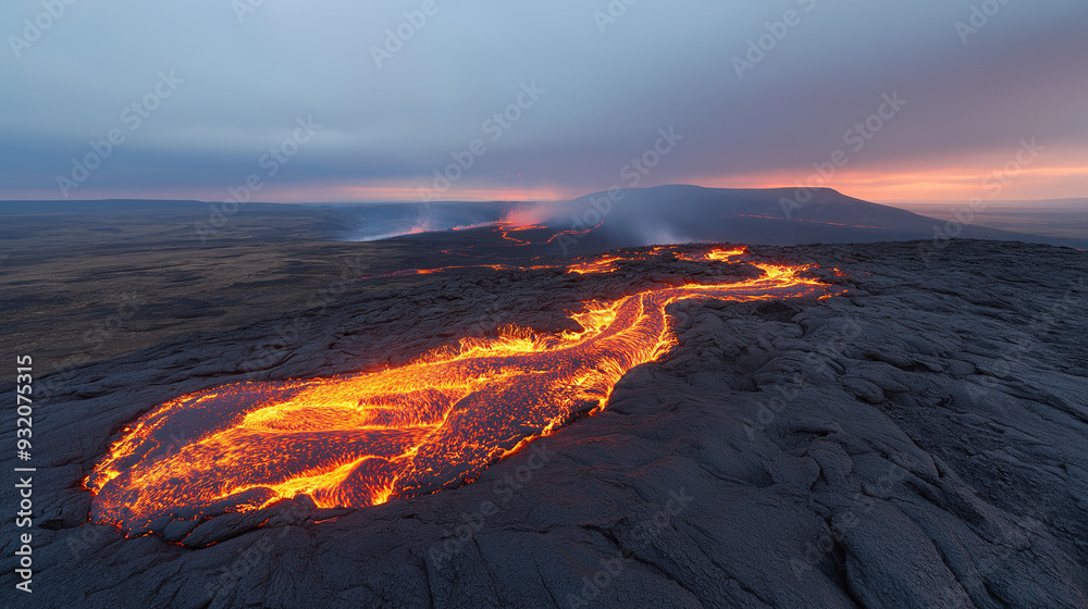 Fototapeta premium dramatic volcanic landscape with rugged terrain