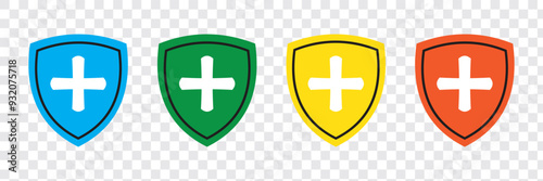 shield with white cross isolated on transparent background