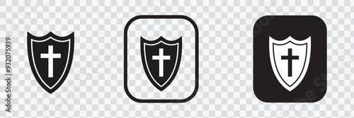 shield with white cross isolated on transparent background