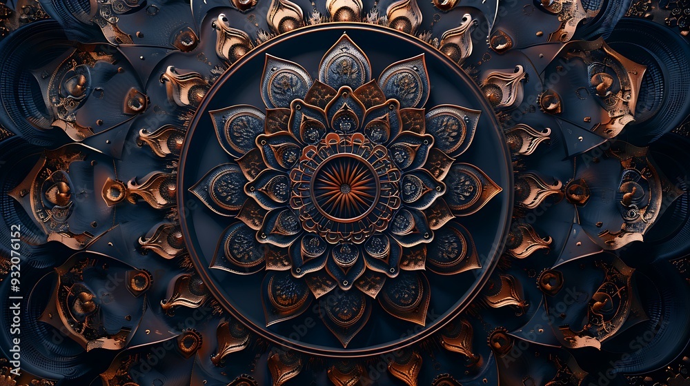Intricate 3D Mandala with Copper Accents Intricate 3D Mandala with Copper Accents