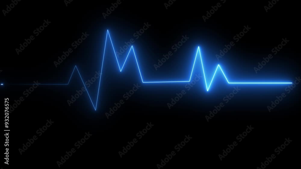 blue color neon heart bit signal animated on black background blue color neon heart bit signal animated on black background