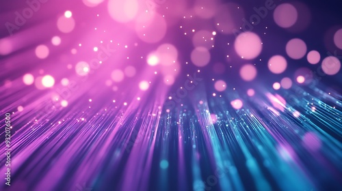 Illuminated Fiber Optic Grid in Teal and Lavender with Shallow Depth of Field - Abstract Background with Light Flickers