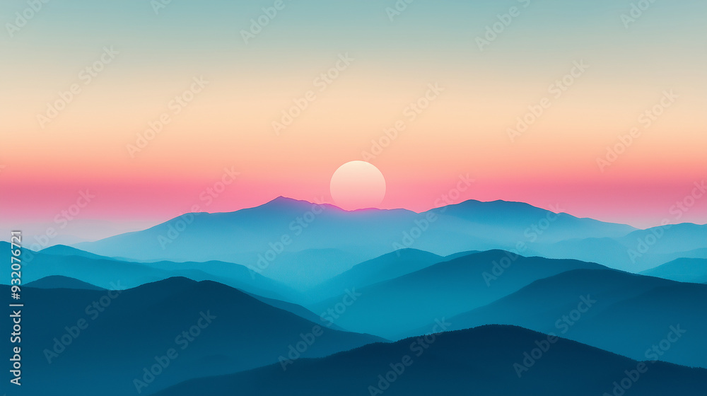 serene mountain landscape with a sunset serene mountain landscape with a sunset