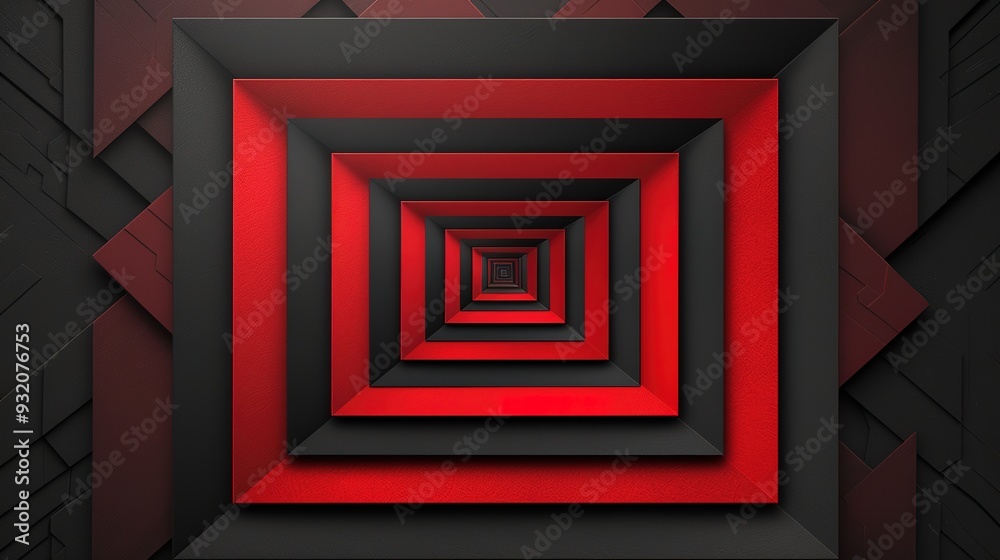 Red and black square frames create an abstract pattern. Red and black square frames create an abstract pattern.