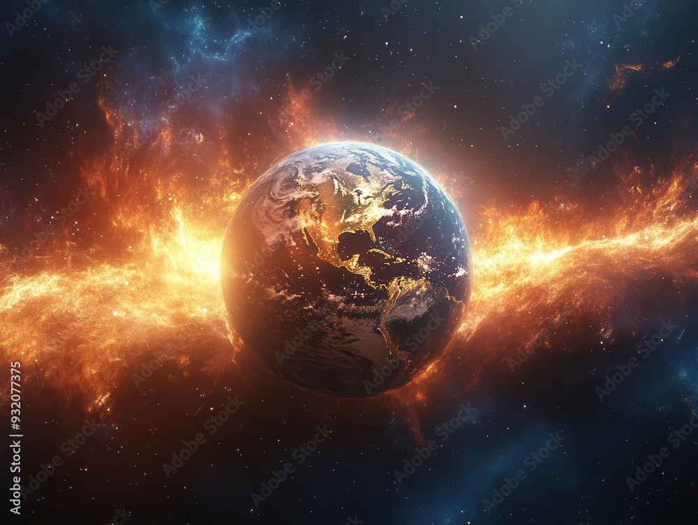 cosmic earth vista majestic planet earth suspended in dark space ...