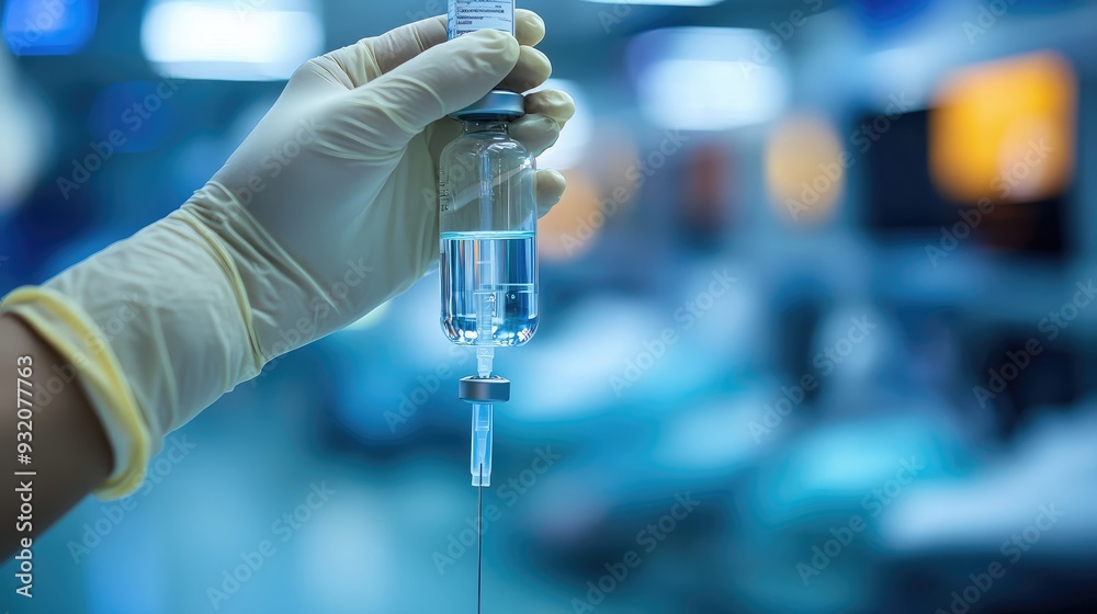 Nurse hands adjusting an IV drip, representing attentive and skilled patient care Nurse hands adjusting an IV drip, representing attentive and skilled patient care