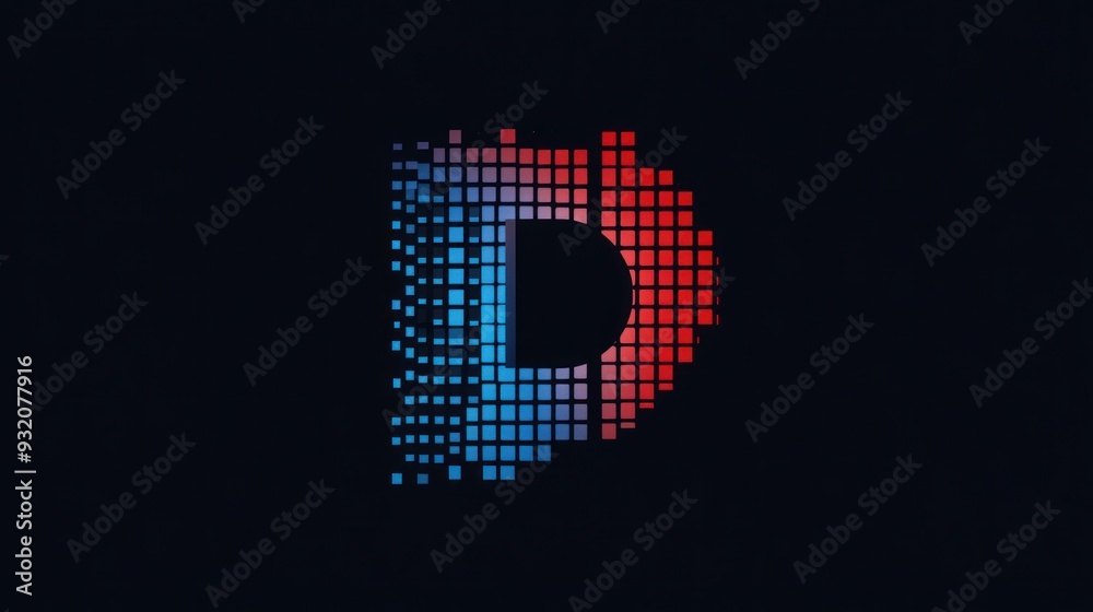 Multi colour modern style polka dot english capital alphabets,letter D,generative AI Multi colour modern style polka dot english capital alphabets,letter D,generative AI