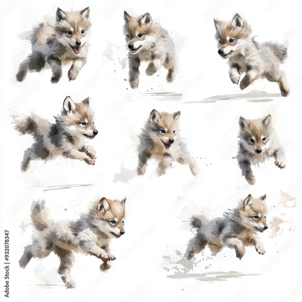 A series of playful puppies in various jumping poses, showcasing their energy and cuteness. A series of playful puppies in various jumping poses, showcasing their energy and cuteness.