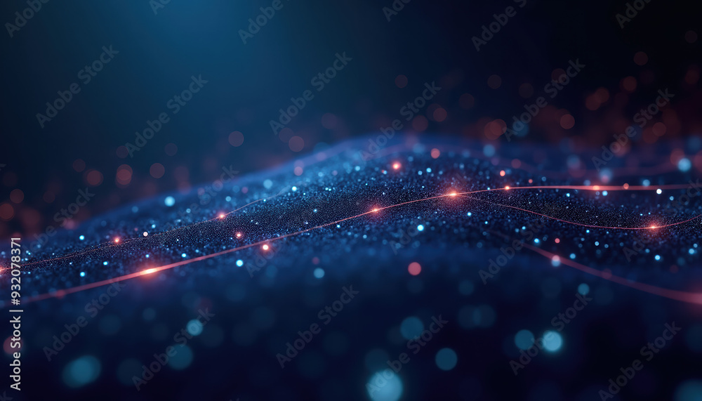 Obraz premium Abstract Digital Tech Background, Futuristic Network with Glowing Lines