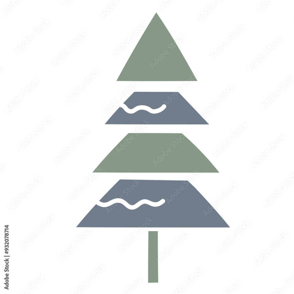 A minimalist illustration of a stylized pine tree with geometric shapes representing the branches and trunk A minimalist illustration of a stylized pine tree with geometric shapes representing the branches and trunk