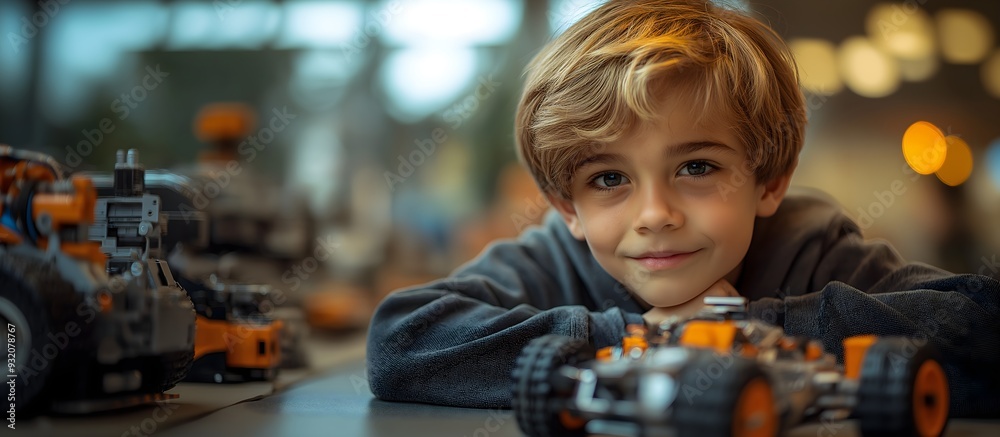 The boy assembles models of cars from a construction set. Illustration On The Theme Of Youth And Childhood, Learning And A Constructor. Generative AI
The boy assembles models of cars from a construction set. Illustration On The Theme Of Youth And Childhood, Learning And A Constructor. Generative AI