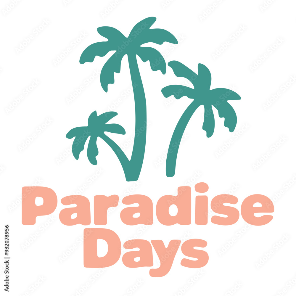 Naklejka premium Three palm trees with the text