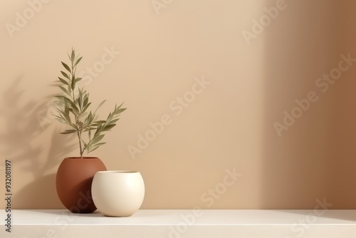 Wallpaper Mural Minimalist Interior Design with Plant and Pots Torontodigital.ca