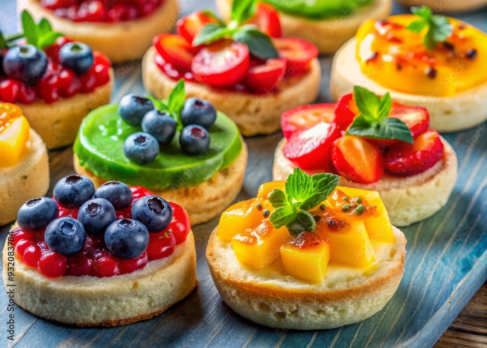 Freshly Toasted English Muffin Bites Vibrant Colors Whimsical Breakfast Freshly Toasted English Muffin Bites Vibrant Colors Whimsical Breakfast
