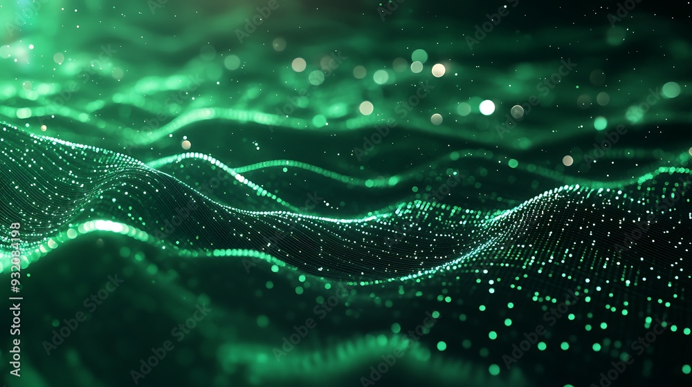 Futuristic Emerald Data Waves and Prisms - Abstract Digital Background Futuristic Emerald Data Waves and Prisms - Abstract Digital Background
