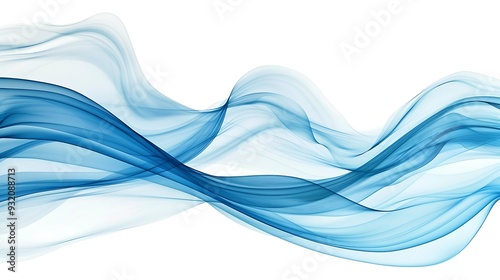 Abstract Blue Waves on White Background