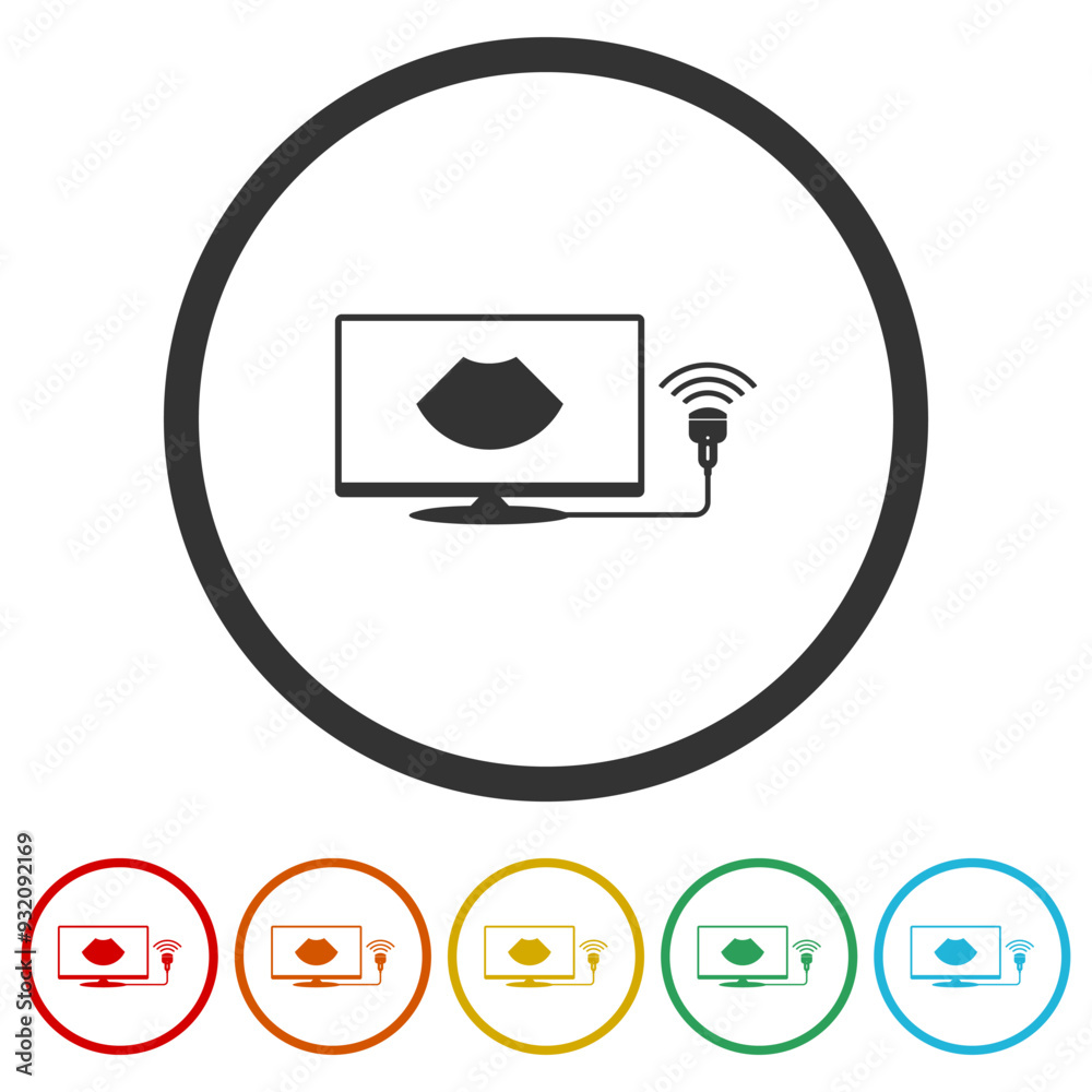 Ultrasound diagnosis icon. Set icons in color circle buttons Ultrasound diagnosis icon. Set icons in color circle buttons