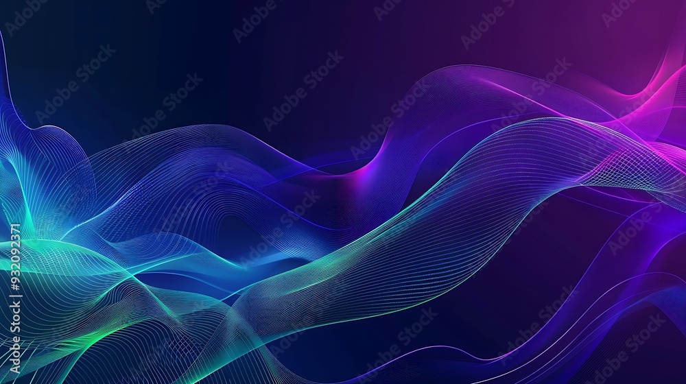Fototapeta premium Abstract Digital Waves in Neon Colors