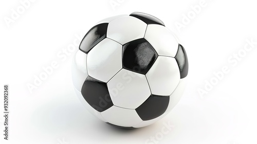 Football, soccer ball, and clipping path isolated on a white background with the entire depth of field, Generative AI.