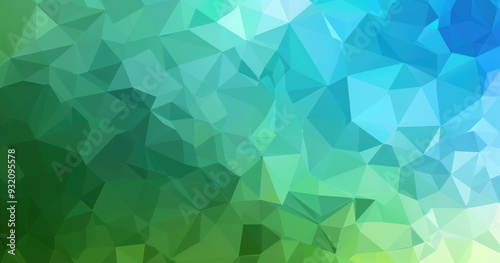 A vibrant abstract background featuring triangular shapes in shades of green and blue, suitable for graphic design.