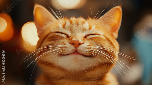 A humorous portrait of a grinning Bengal cat with its mouth open, set against a pink background