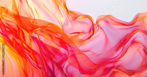 A vibrant abstract design featuring flowing waves of red, orange, and pink hues, evoking a sense of movement and fluidity.