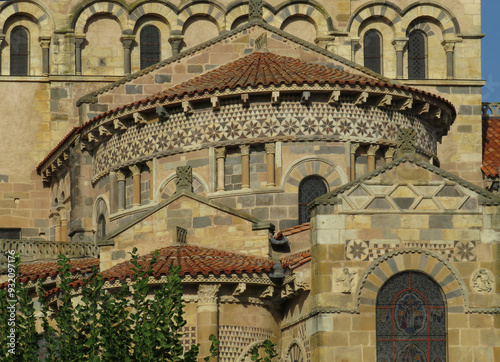 Romanesque Abbey of Issoire. 12 century. Auvergne. France. View of the apses.   photo