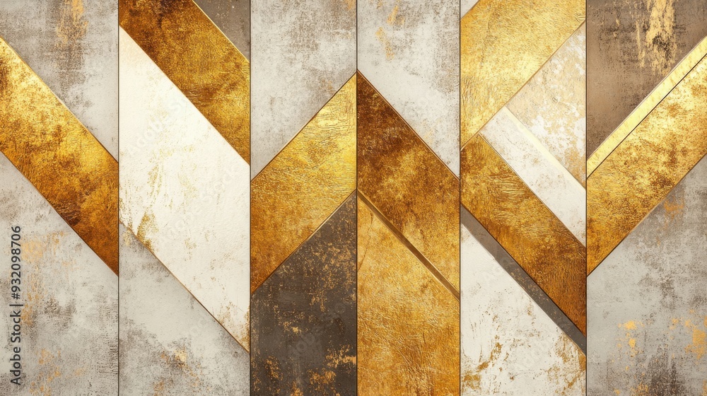 Gold foil chevron elements elegantly shimmering against a muted background, capturing a luxurious and stylish geometric design. Gold foil chevron elements elegantly shimmering against a muted background, capturing a luxurious and stylish geometric design.