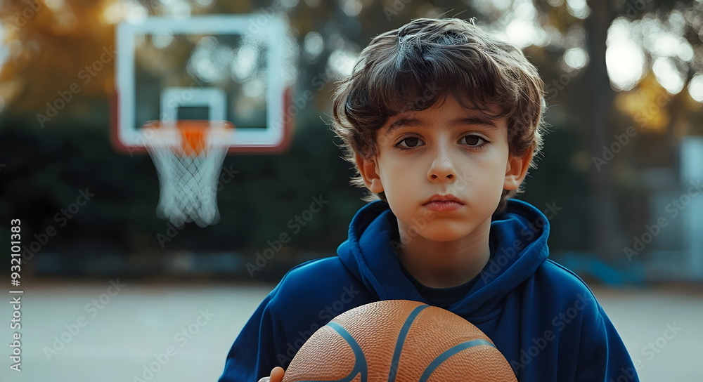 Young Basketball Player Focused on Court Passion Talent Determination Future Dreams Young Basketball Player Focused on Court Passion Talent Determination Future Dreams