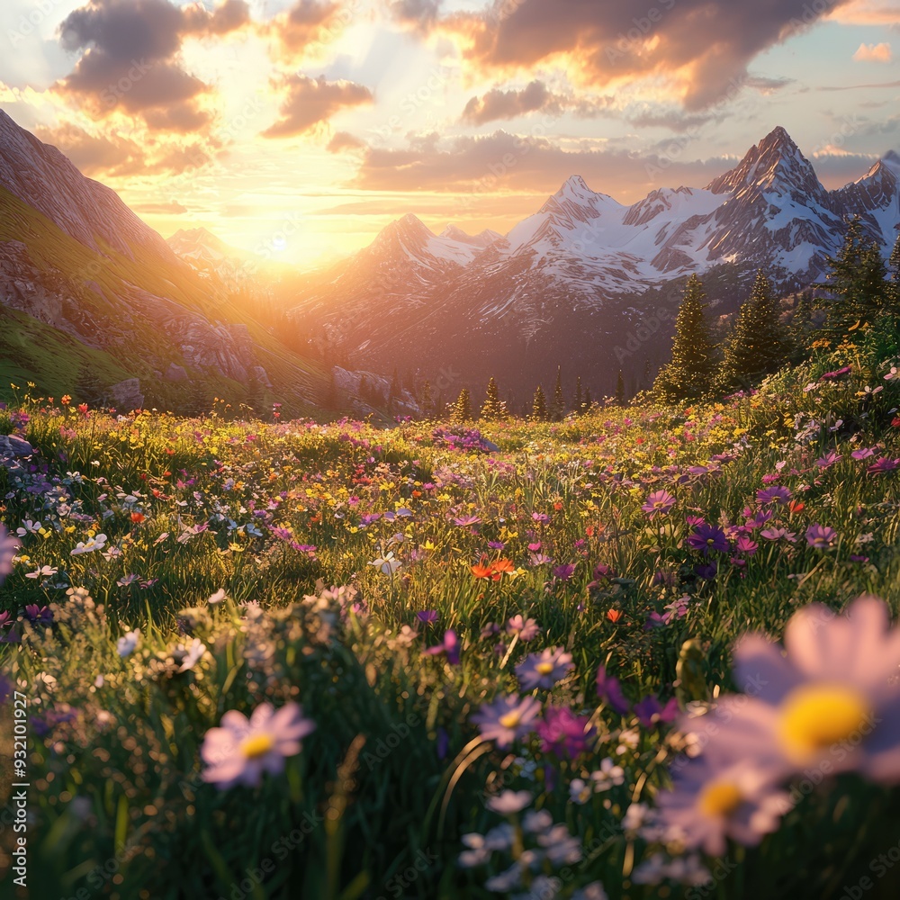 Fototapeta premium spring in the mountains