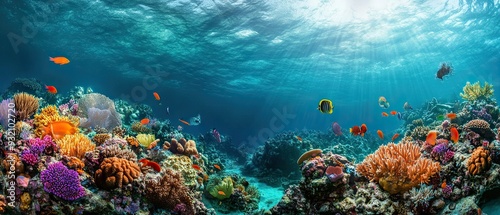 Wallpaper Mural Expansive coral reef teeming with colorful marine life and clear turquoise waters capturing the vibrant essence of underwater nature Torontodigital.ca
