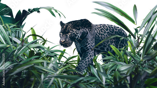 Wallpaper Mural Panther moving through the jungle underbrush, white background for clipping Torontodigital.ca