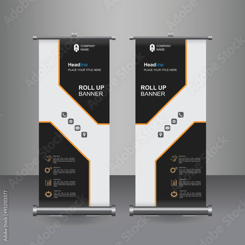 Vertical Business Roll Up  Banner Design, Signboard Advertising Brochure Flyer Template Vector X-banner and Street Business Flag of Convenience, Layout Background.