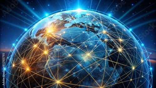 Global Network Connection, 3D Rendering, Earth, Technology, Communication