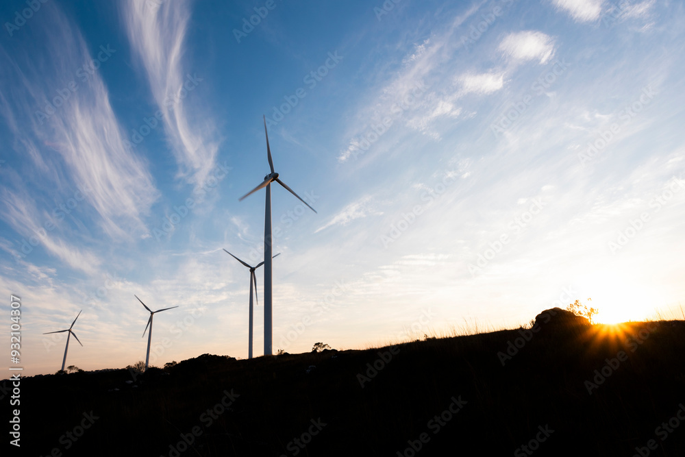 Obraz premium Parque Eólico, Geração de energia renovável, Turbinas eólicas 