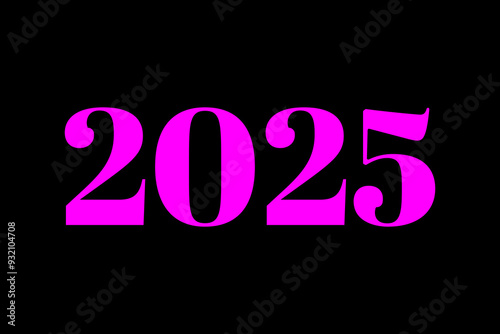 2025 Happy New Year in black background