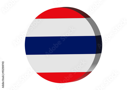 Thailand Flag Circular Round Shaped 3D in white background
