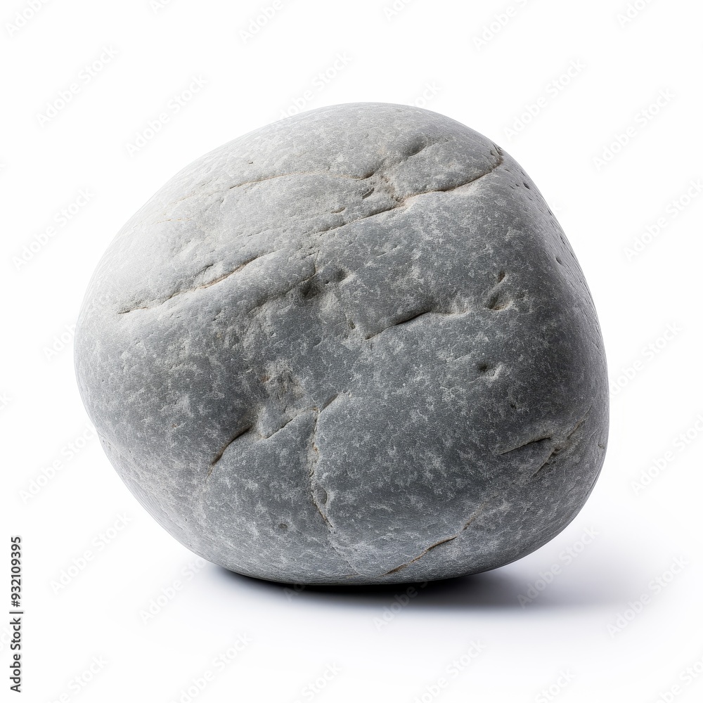 Fototapeta premium Gray Smooth Stone on White Background - Natural Texture