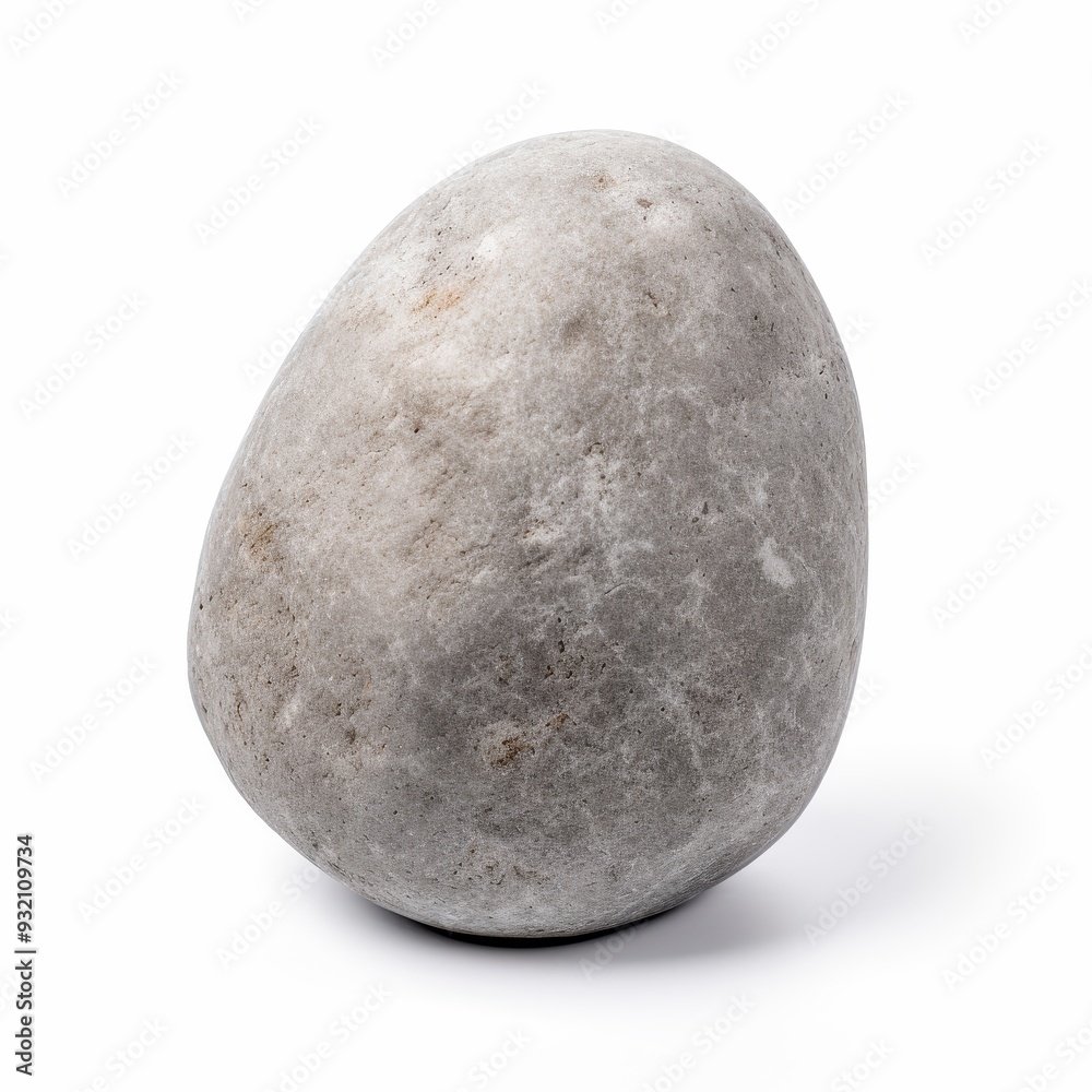Smooth Grey Stone on White Background