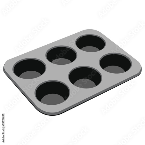 Non-stick bakeware muffin baking tray, Black empty pan for cupcakes.