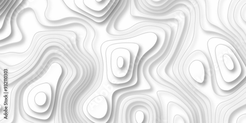 Abstract geometric layered curve line white background. 3d render, paper cut vector art background banner texture. multi layer cutout geometric patterns with smooth wavy layer. white background.