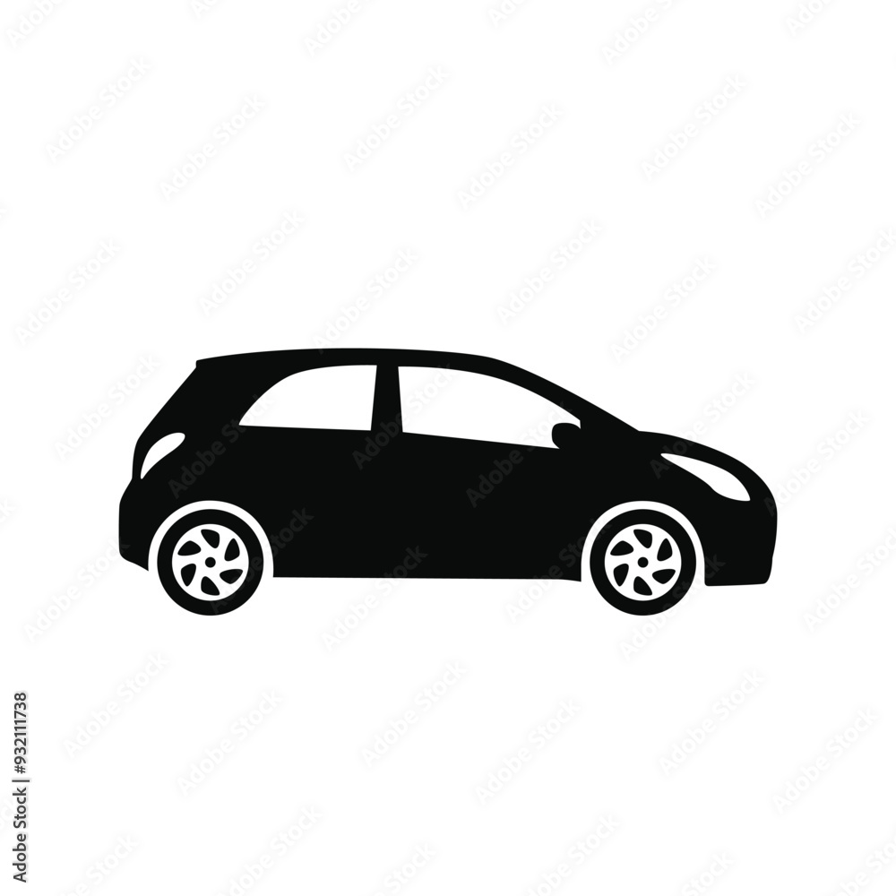 Compact city car silhouette icon. Side View. Vector illustration Compact city car silhouette icon. Side View. Vector illustration