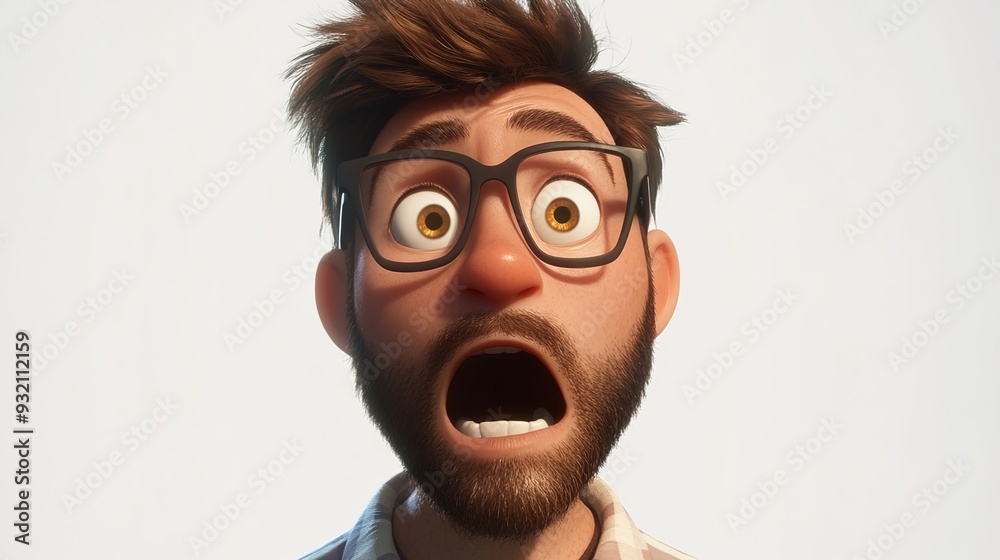 Obraz premium A man with brown hair and glasses, wearing an orange plaid vest over his white shirt. 