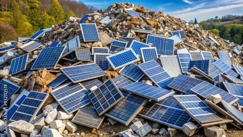 Solar Panel Waste A Pile of Broken Dreams, Waste, Recycling, Solar Panels, Environment photo